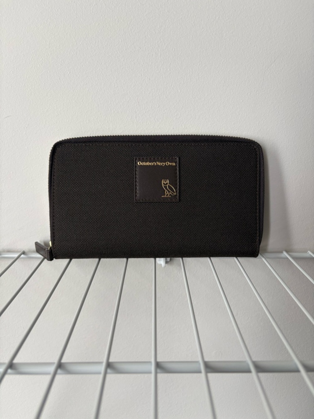 OVO Black Zip Wallet with Gold Logo